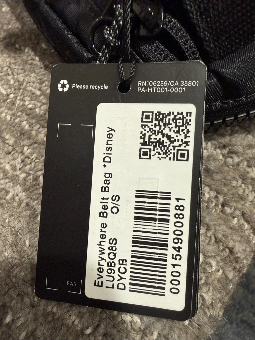 lululemon athletica Black Disney Pattern Belt Bag